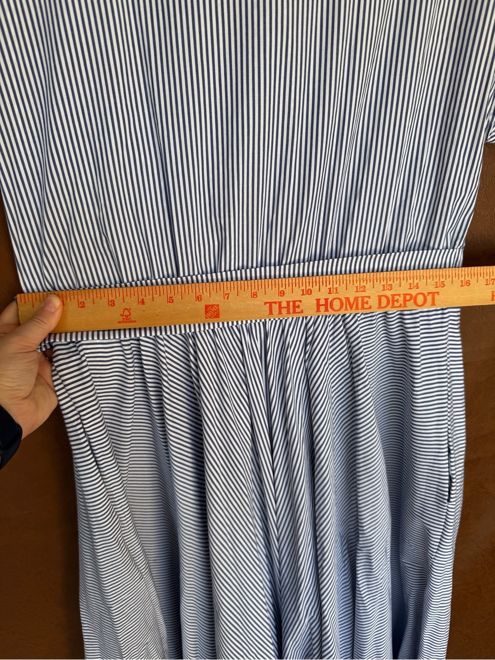 Donna Karan Weekend Stripe Tie Front Maxi Shirt Dress L NWT $199 Blue White - Picture 8 of 8